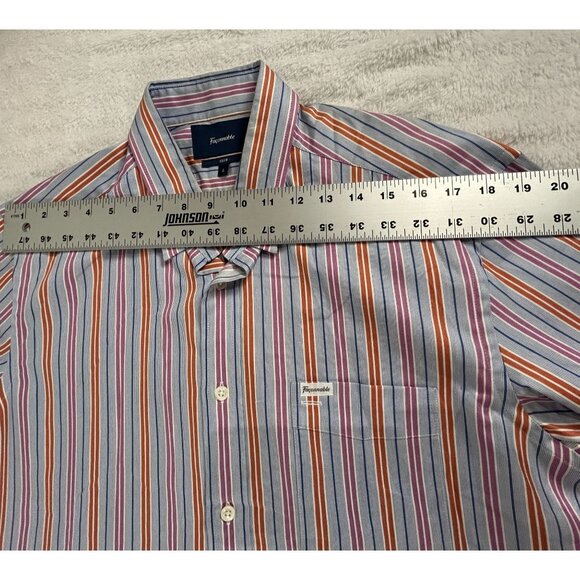 Faconnable Club Mens Long Sleeve Button-Up Shirt Large Multicolor Stripes Cotton - Picture 6 of 8
